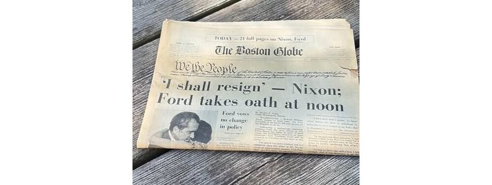 The Boston Globe Nixon Resignation Newspaper - August 9, 1974